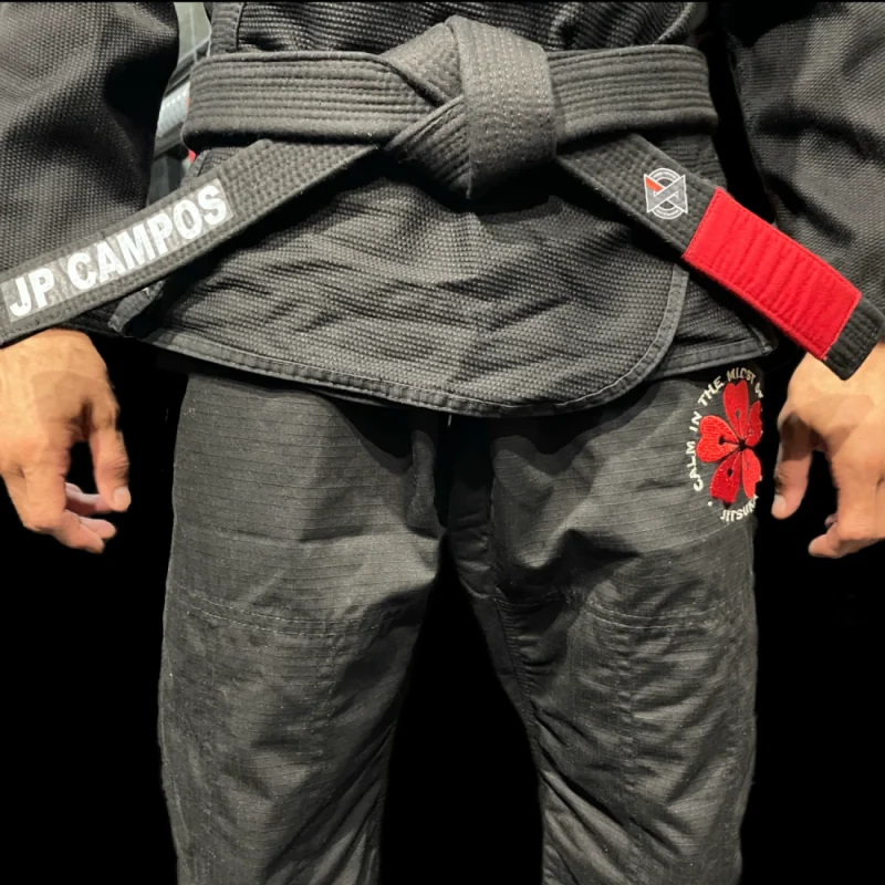 Detalle del cinturón y la tela del kimono Seijaku Warrior